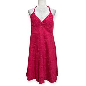 J.Crew Hot Pink Halter Dress Women’s 12 Cotton Fit & Flare Summer Party Cocktail